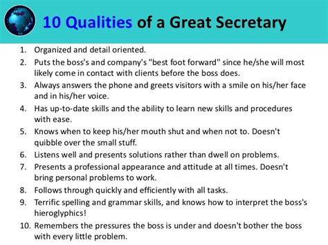 what are the quality of agood secretary
